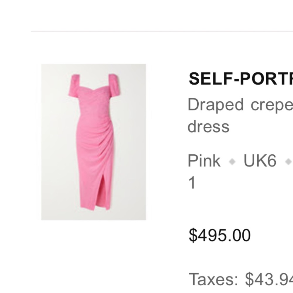 Self-Portrait Pink Sheath Midi Dress with Sweetheart Neckline